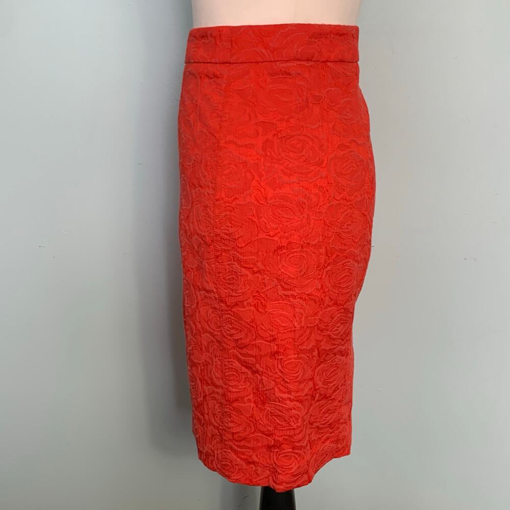 Anthropologie Coral-Orange Textured Pencil Skirt - Picture 3 of 9